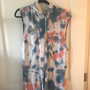 Tie dye hoodie zip up romper